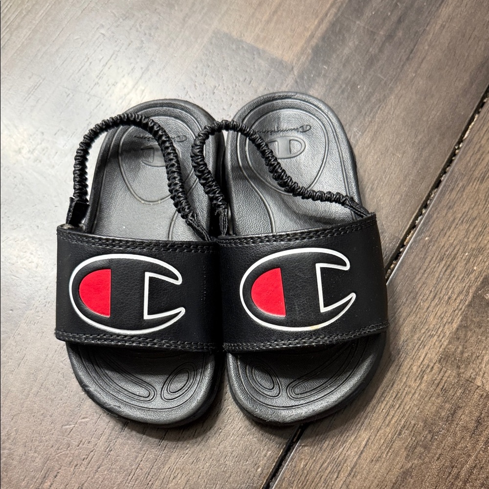 Champion Kids Black and Red Slide Sandals